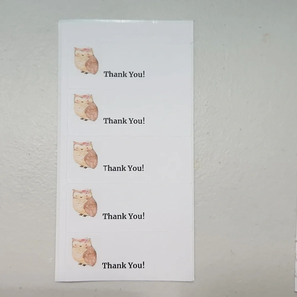 Hand Crafted Owl Thank You Stickers 100 Count
